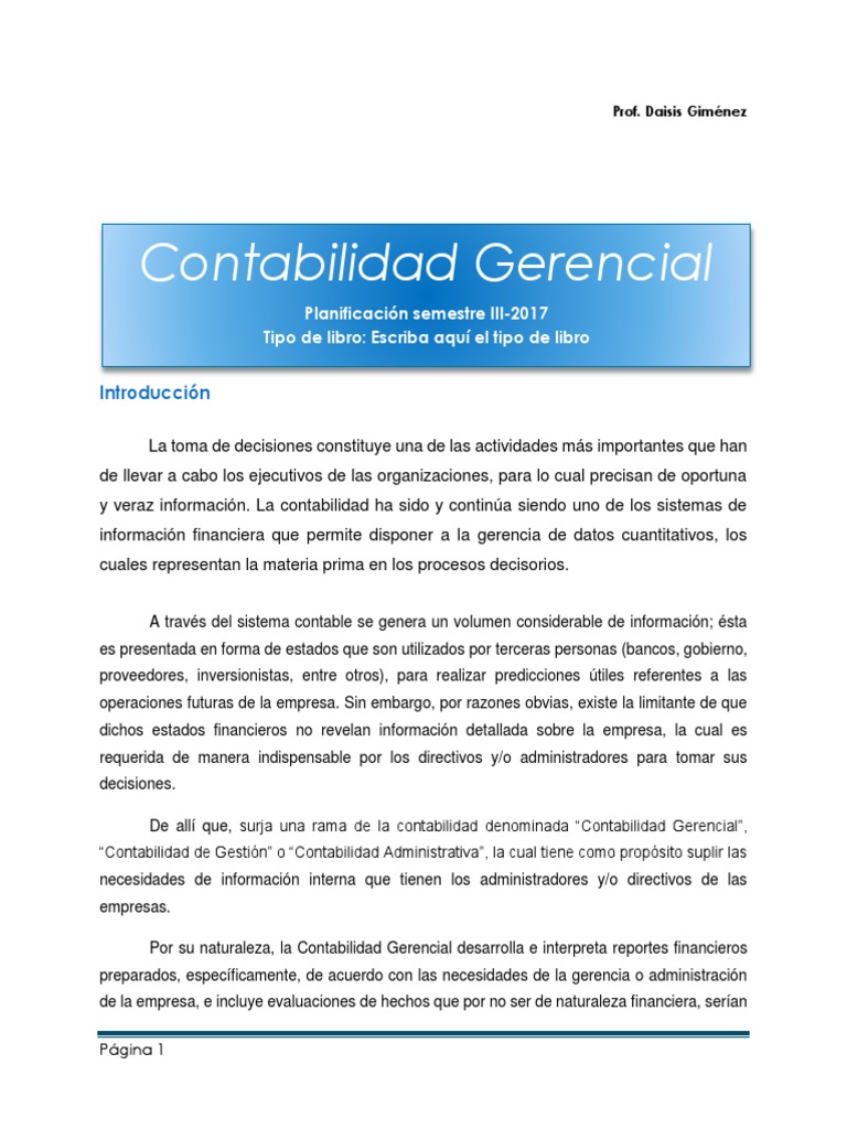 Planificación Gerencial | PDF | Toma de decisiones | Contabilidad