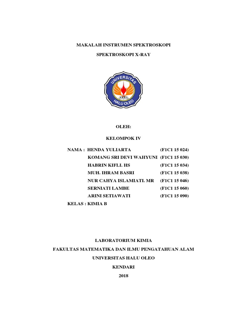 Makalah Instrumen Spektroskopi Spektroskopi X Ray