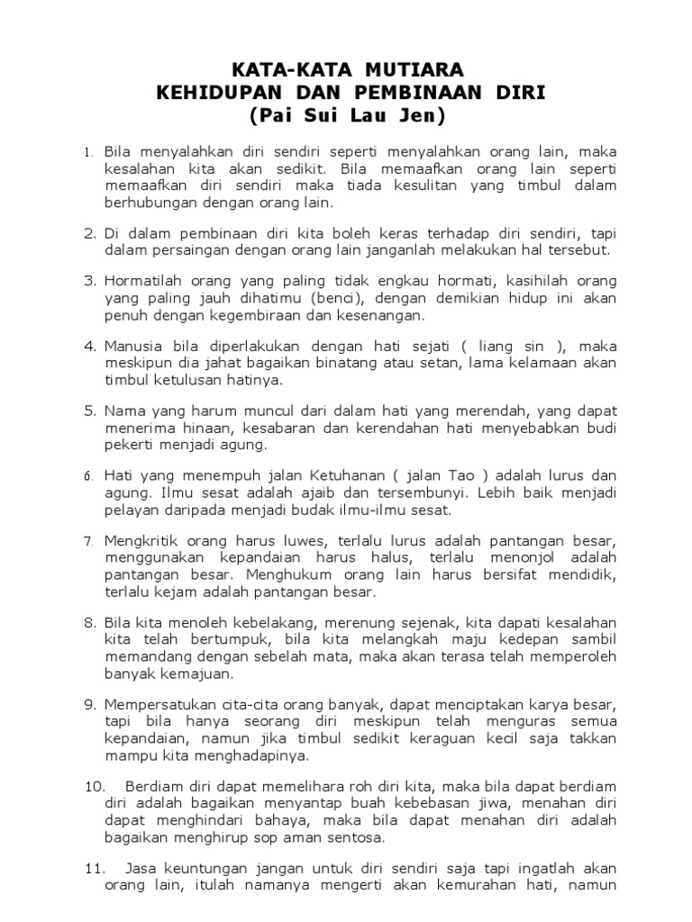 52 Kata Mutiara Kehidupan Dan Pembinaan Diri - Chika Ciku