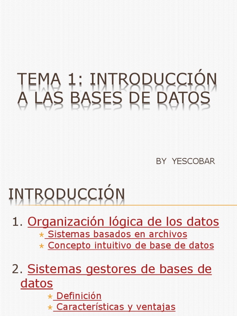 Introduccion A Las Bases de Datos PDF | PDF | Bases de datos | Archivo ...