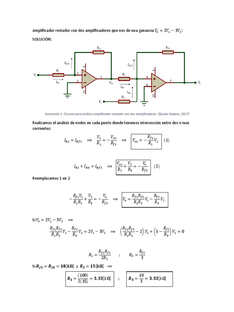 Amplificador Restador | PDF | Ingenieria Eléctrica | Ingeniería Electrónica