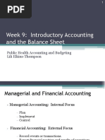 Week 9: Introductory Accounting and The Balance Sheet: Public Health Accounting and Budgeting Lili Elkins-Thompson