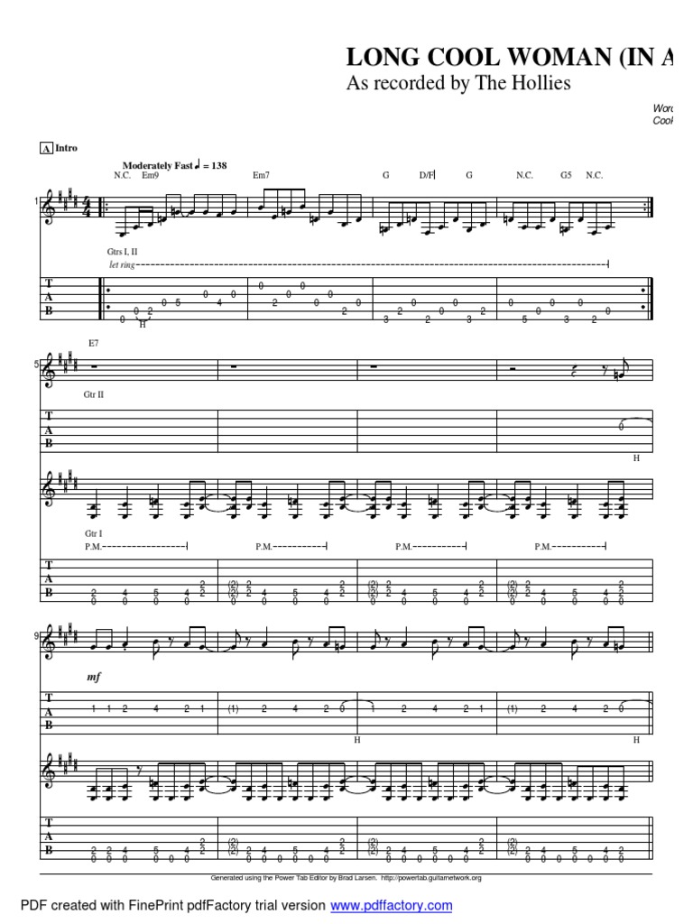 Hollies thelong Cool Woman In Leisure Music