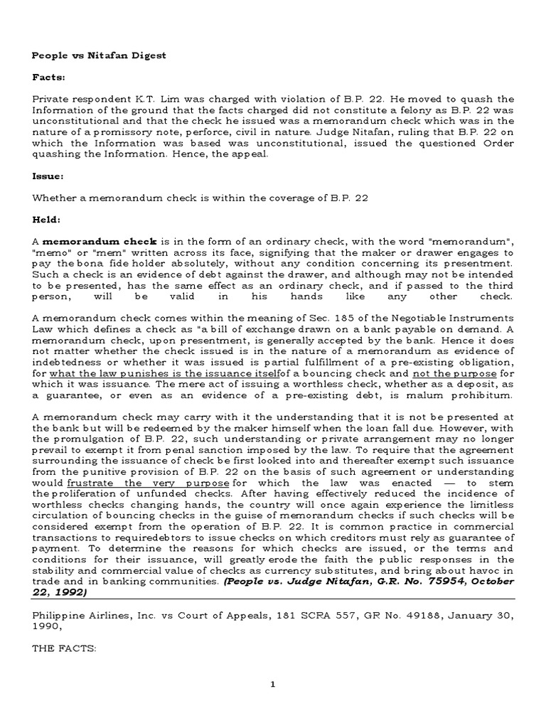 Case Digest (Final Term Nil) PDF Negotiable Instrument Letter