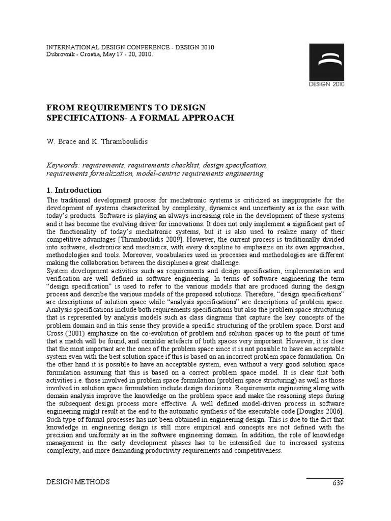 From Requirements To Design Specifications – GOUDBZ