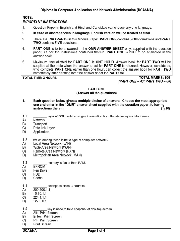 DCA&NA Exam Structure and Guidelines | PDF | Ip Address | Computer Network
