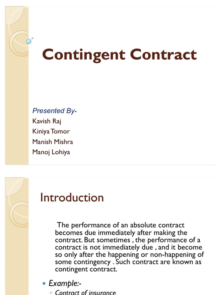Contingent Contract | PDF | Law Of Obligations | Comparative Law