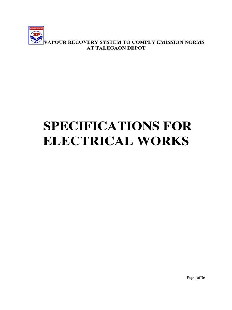 11.specifications For Electrical Works PDF Electrical Wiring Fuse