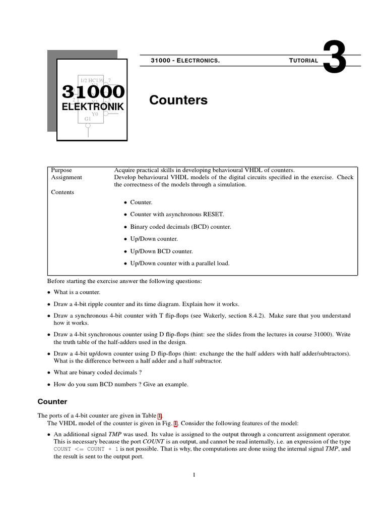Counter Tut - 03 PDF | PDF | Vhdl | Digital Electronics