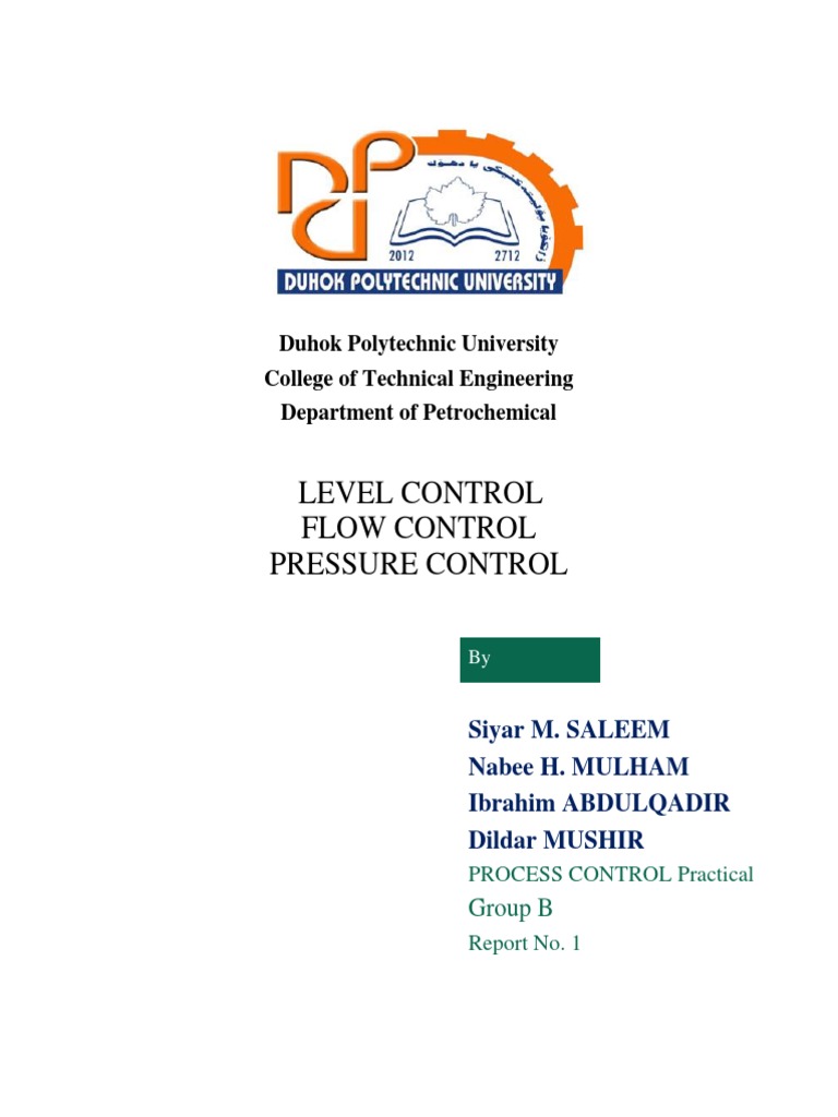 Process Control Report No.1 | PDF | Control Theory | Steady State