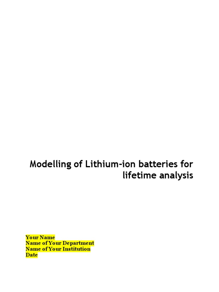 Modelling of Lithium Ion Batteries For Lifetime Analysis | PDF ...