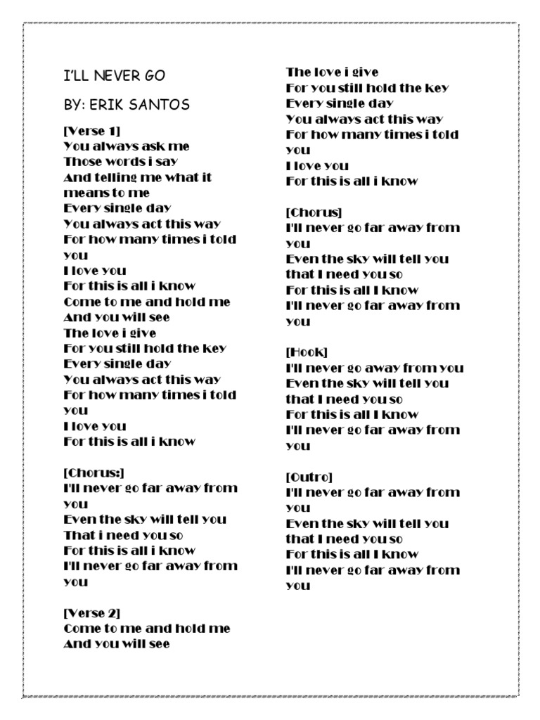 I'Ll Never Go By: Erik Santos | PDF | Song Structure | Songs