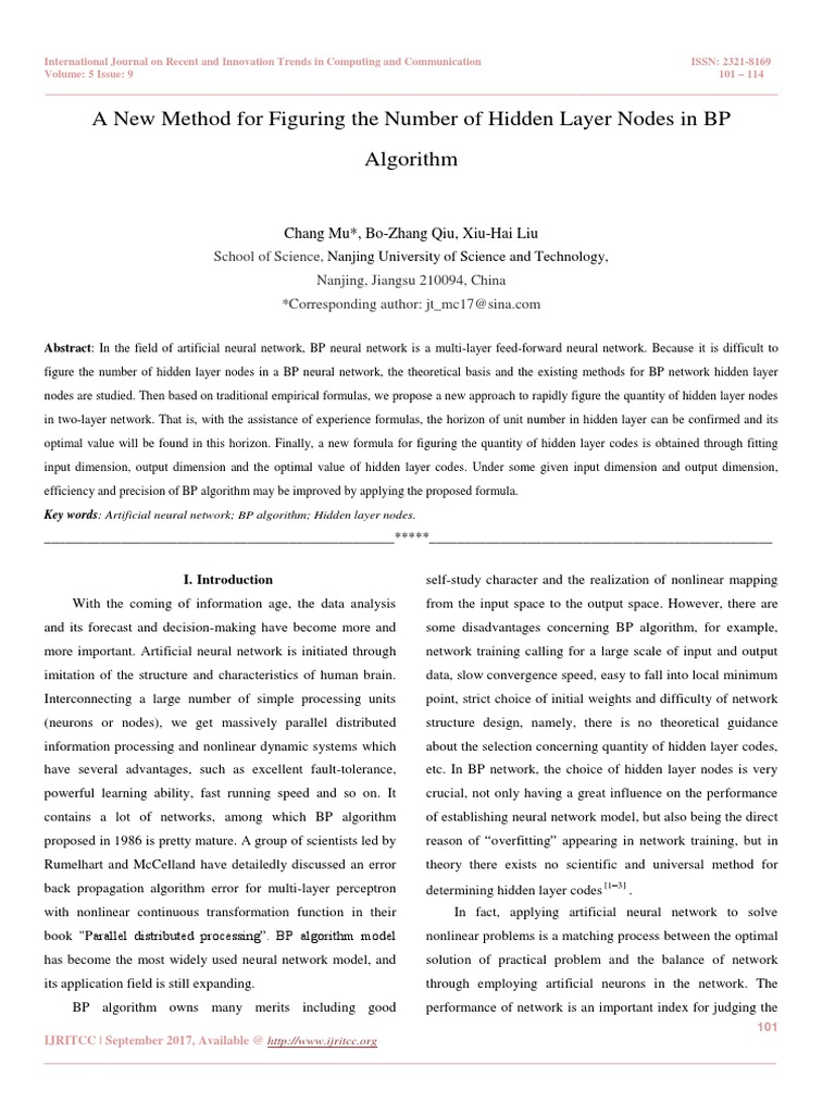 A New Method For Figuring The Number of Hidden Layer Nodes in BP ...