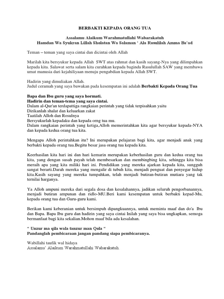 Cerama Berbakti Kepada Orang Tua