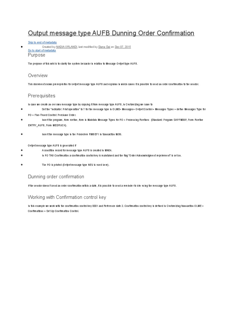 AUFB Order Confirmation Process in SAP | PDF | Areas Of Computer ...