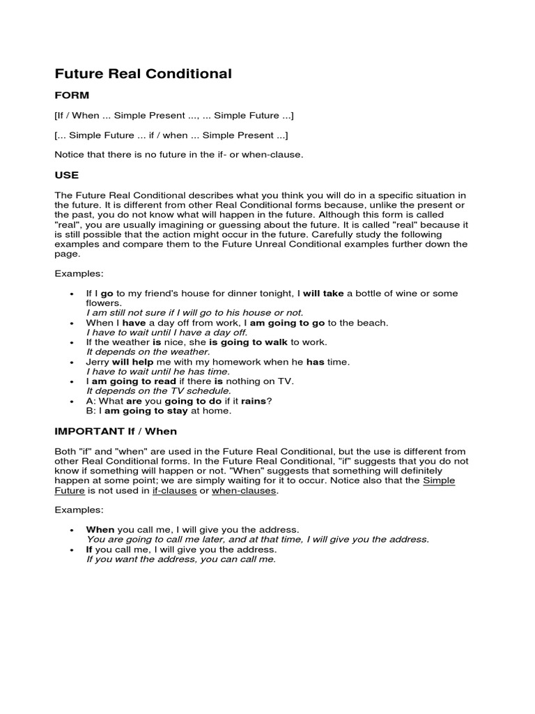 Future Real Conditional | PDF | Semantics | Rules