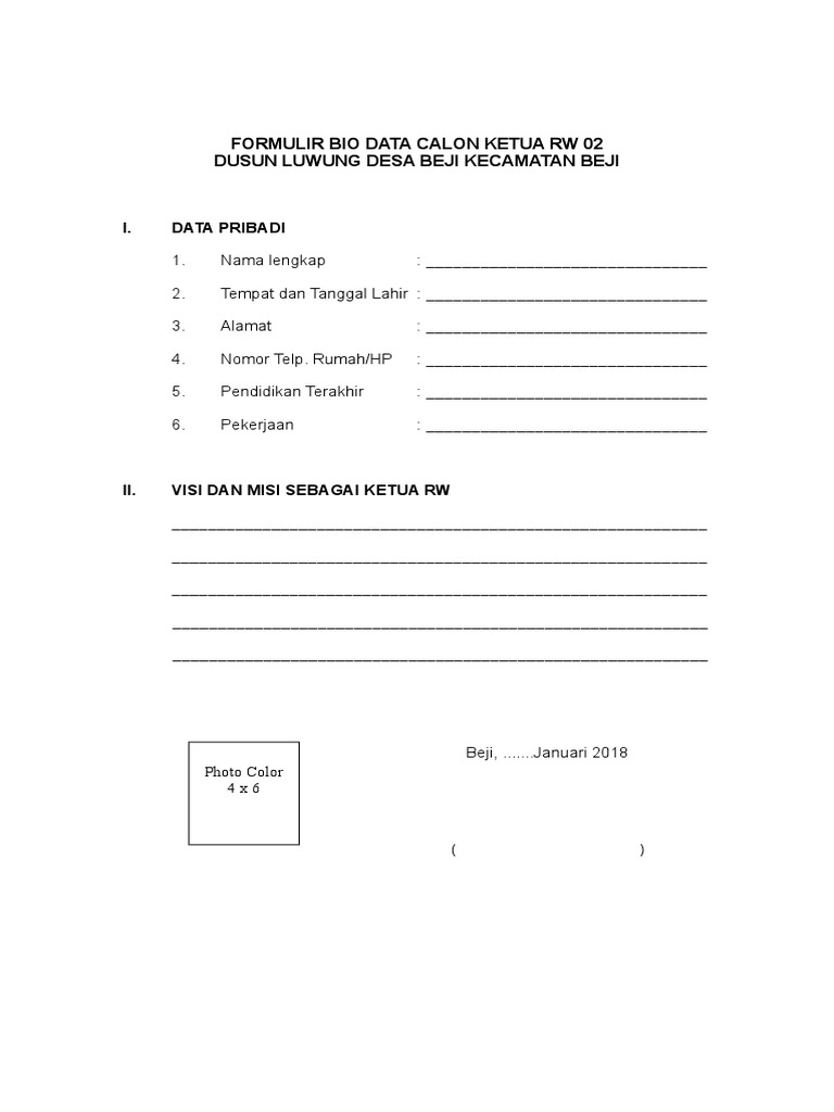 Dokumen Tips Formulir Calon Rw