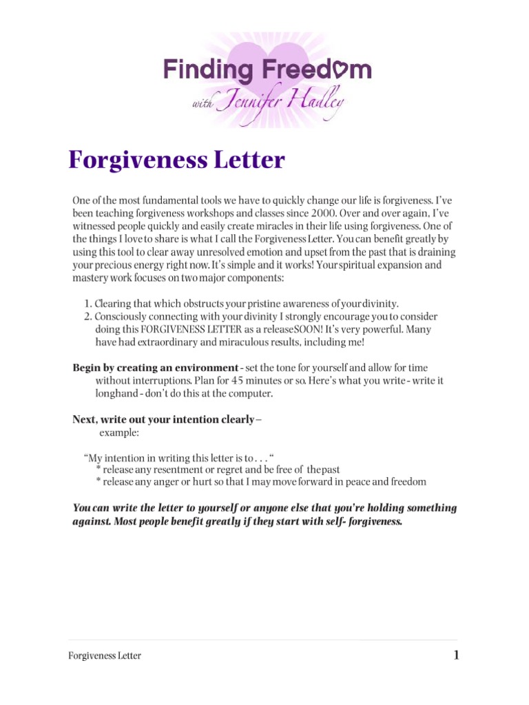Forgiveness Letter | PDF