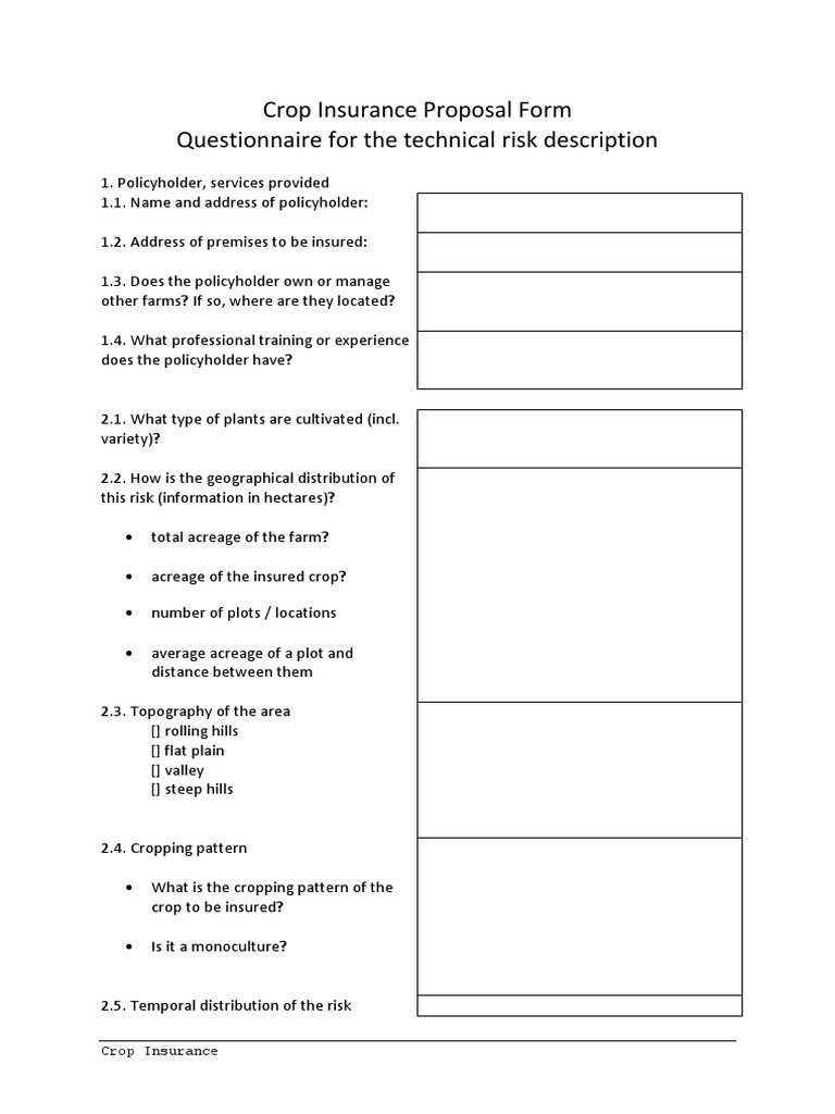 Crop Insurance Proposal Form Guide | PDF | Frost | Flood