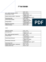 5th Year Schedule