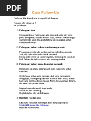 Cara Follow Up Pdf
