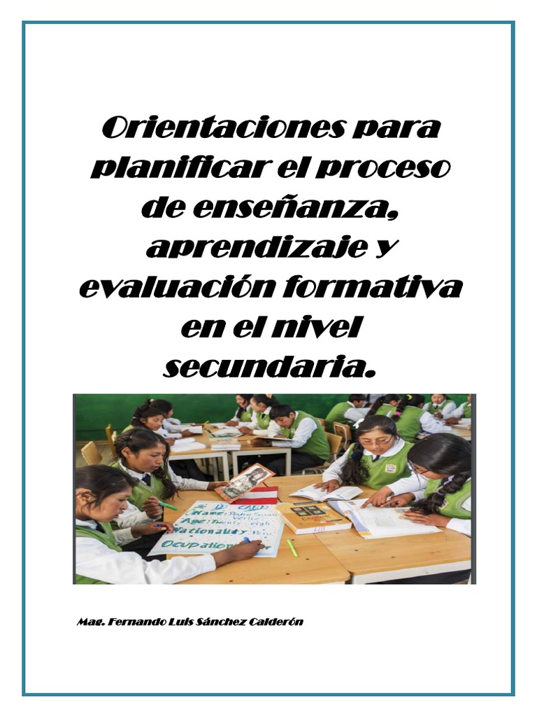 Orientaciones para Planificar El Proceso de Enseñanza Secundaria | PDF ...