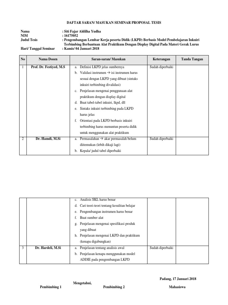 Daftar Saran Sempro | PDF | Karier & Perkembangan | Komputer