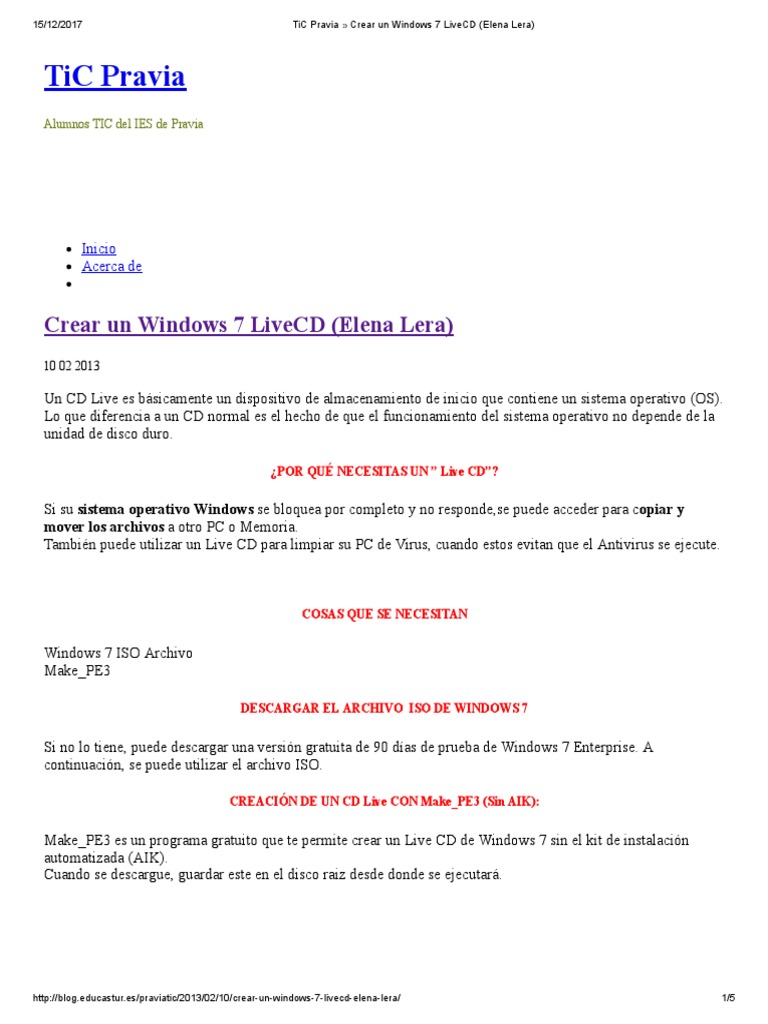 Crear un LiveCD de Windows 7 | PDF | Windows 7 | Archivo de computadora