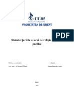 Statutul Juridic Al Orei de Religie În Școlile Publice