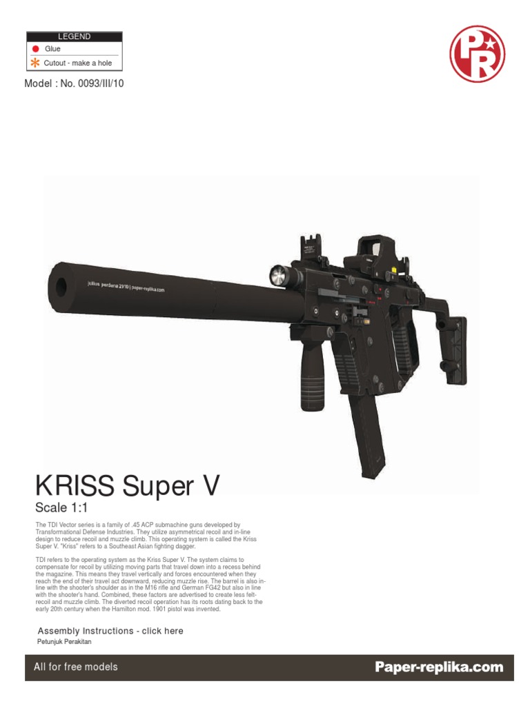 Kriss Super V Papercraft Model Guide | PDF | Rifle | Firearm Components
