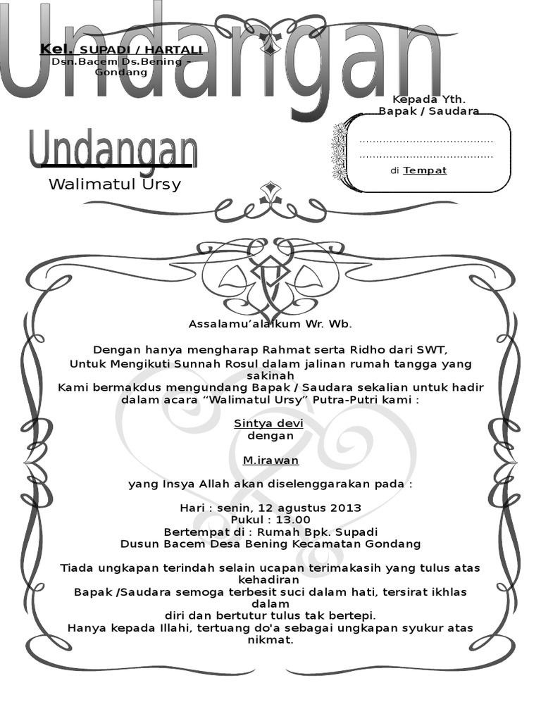 Walimatul Ursy Undangan