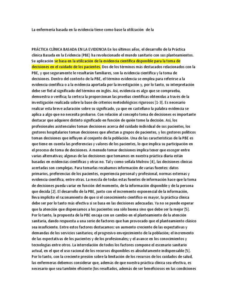 Práctica Clínica Basada en Evidencia | PDF | Evidencia | Toma de decisiones