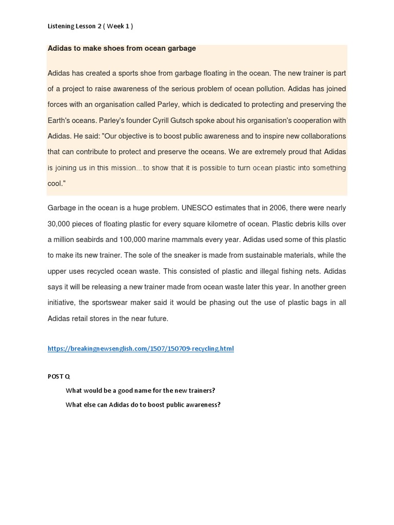 adidas to make shoes from ocean garbage