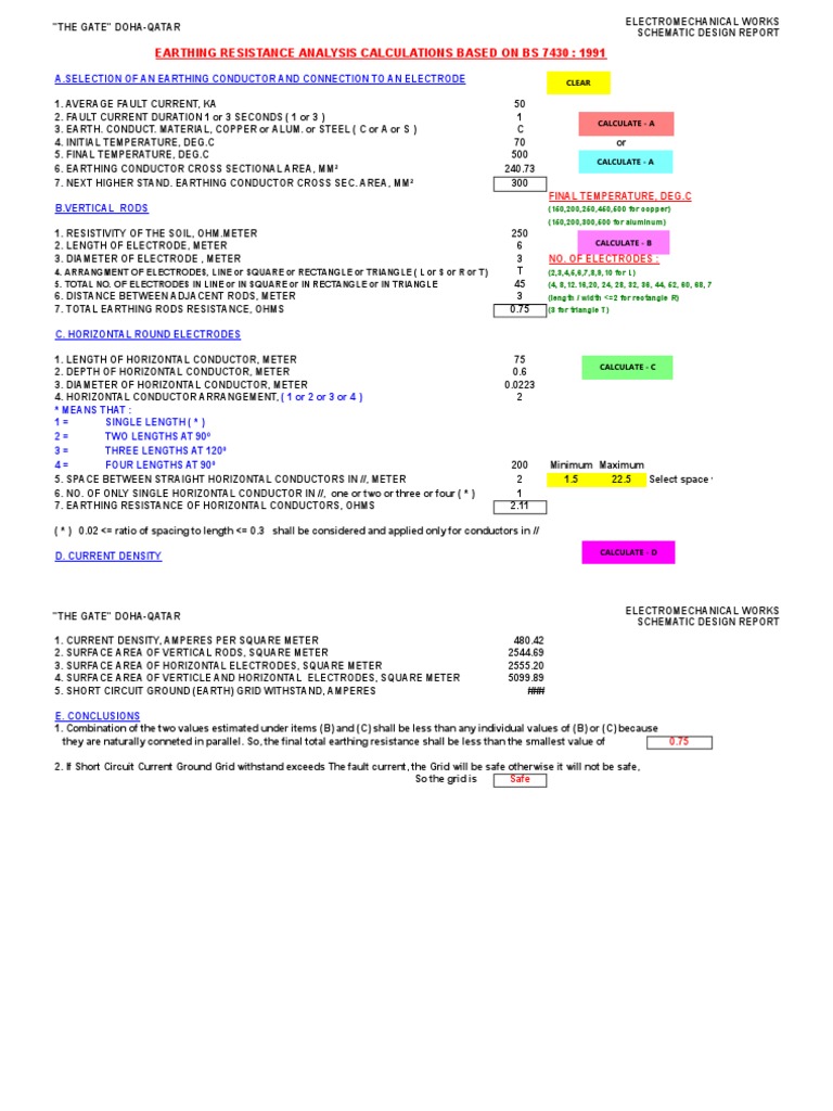 Earthing Resistance Analysis Report | PDF | Electrical Resistivity And ...