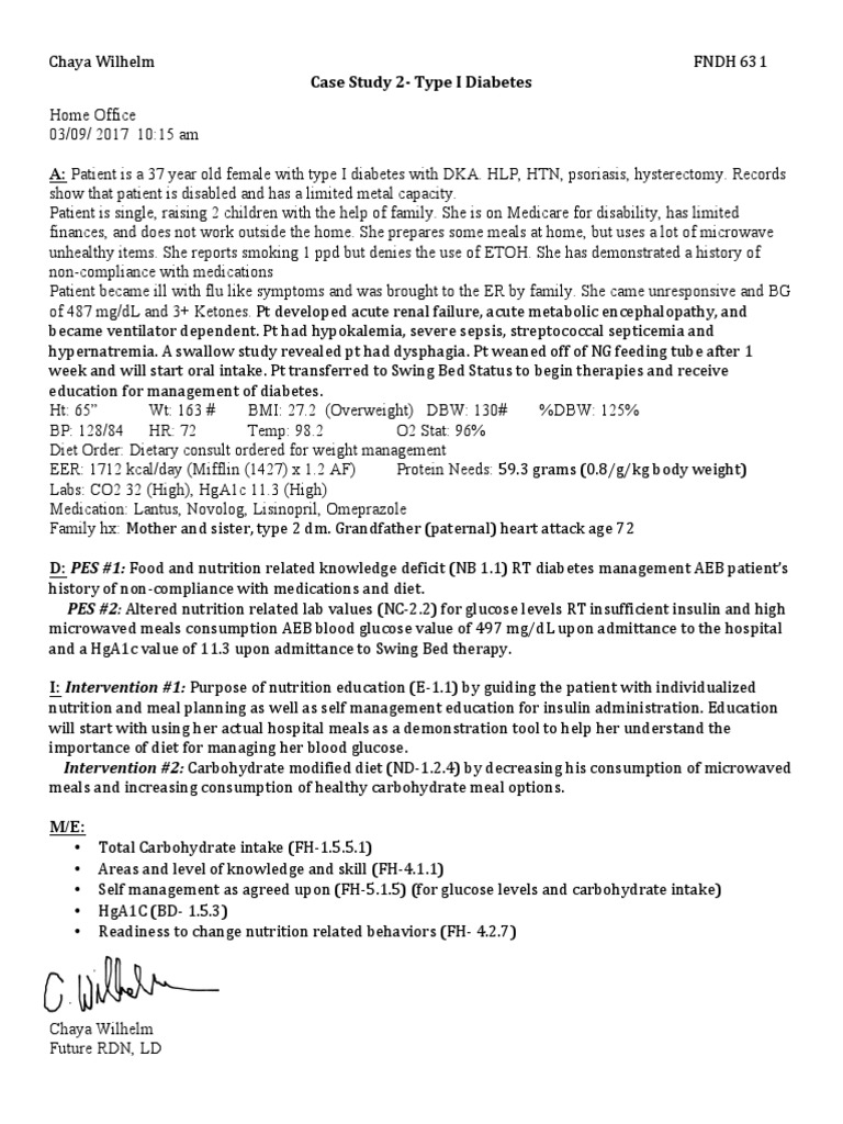 Case Study 2 - Type I Diabetes Chaya Wilhelm | PDF | Diabetes ...