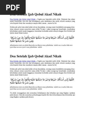 Doa Setelah Ijab Qobul Akad Nikah
