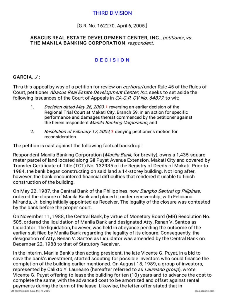 1120872005Abacus Real Estate Develoment Center Inc. V. PDF United Kingdom Insolvency Law