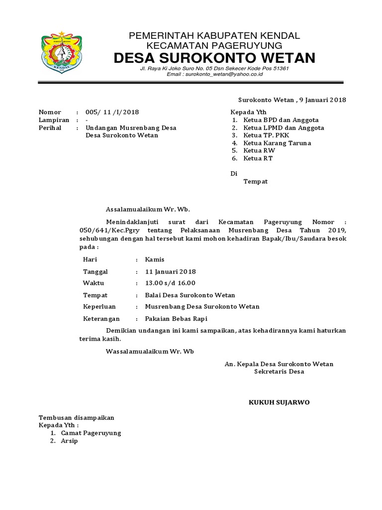 Contoh Surat Undangan Bpd Untuk Kepala Desa Berbagi Contoh Surat Undangan Bpd Untuk Kepala Desa Berbagi