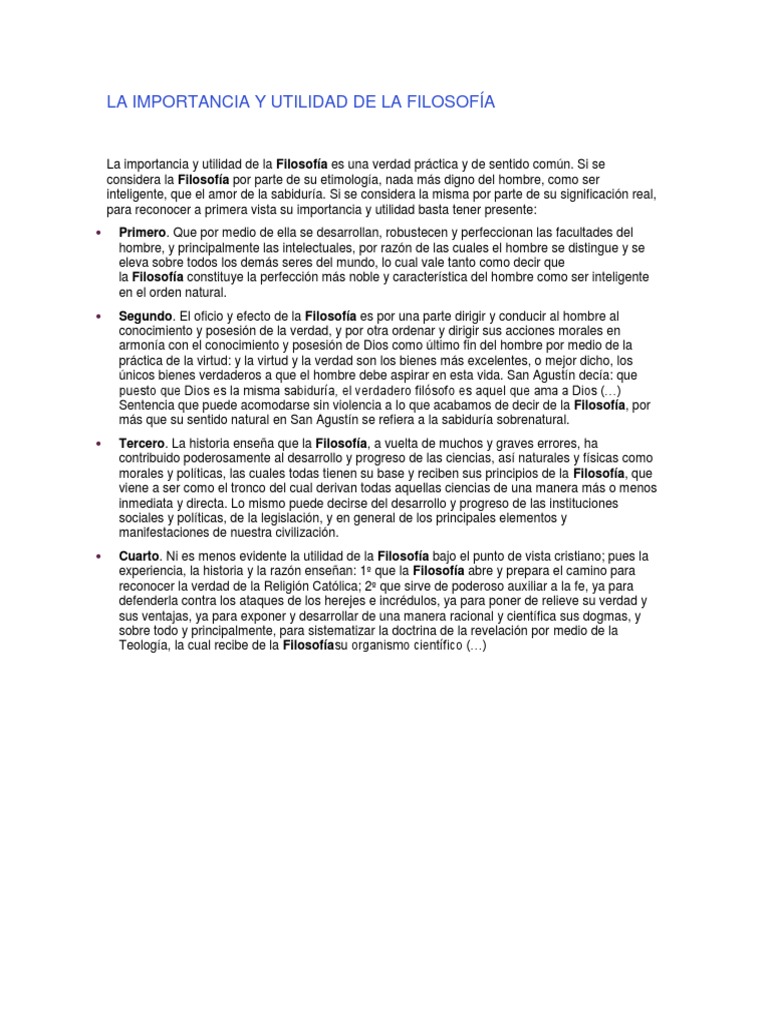 La Importancia y Utilidad de La Filosofía PDF Verdad Razón