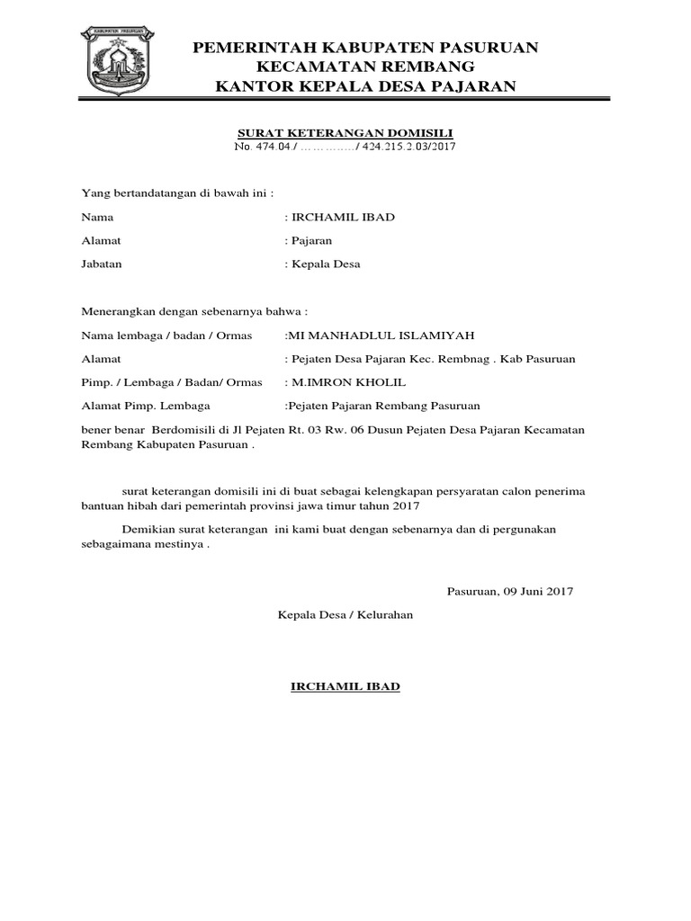 Domisili Jabatan Adalah