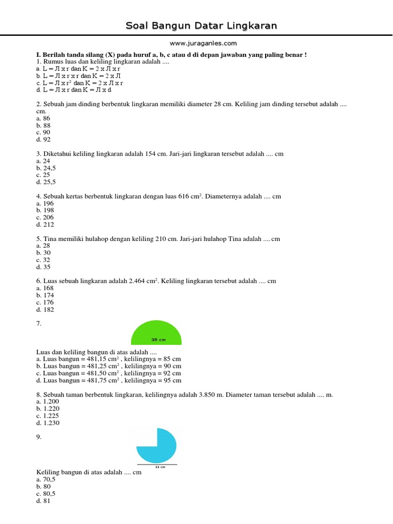 Soal Luas Dan Keliling Lingkaran