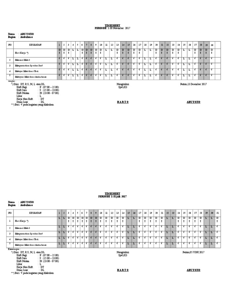 Contoh Timesheet | PDF