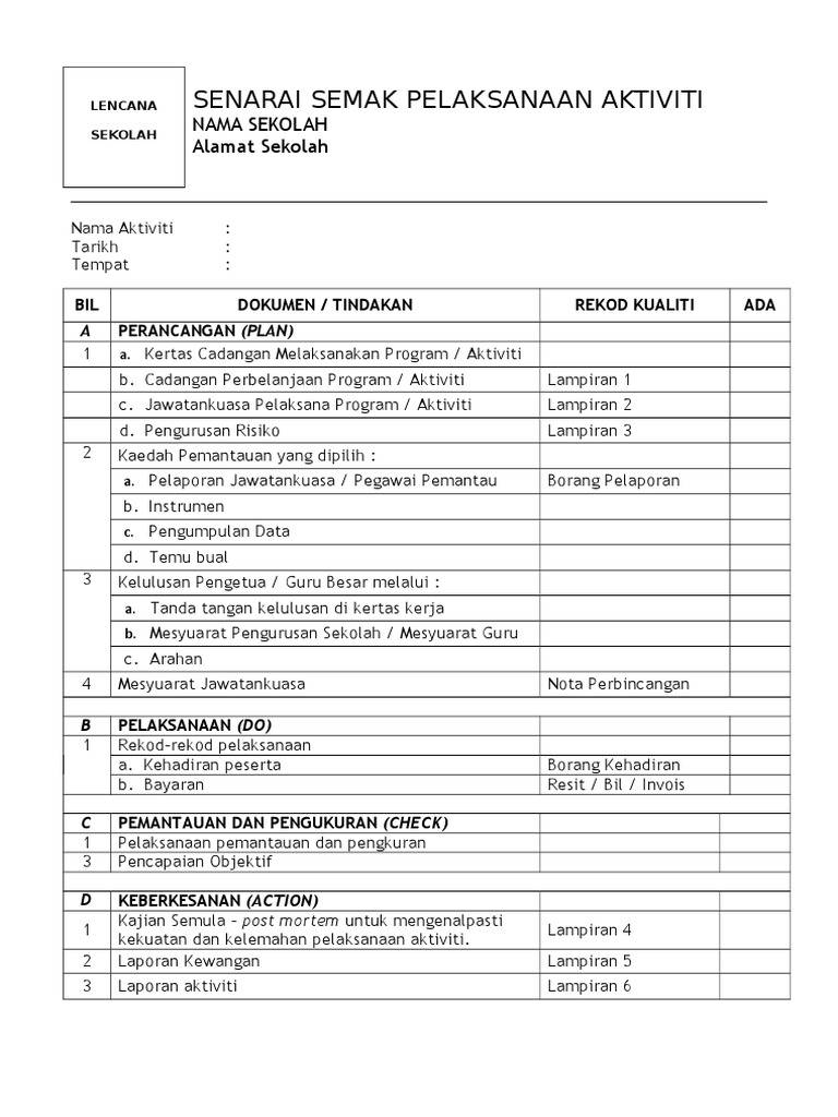 01 Senarai Semak Program | PDF