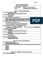 Course Specifications: ST ND RD ST ND RD TH