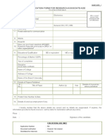 Application Form For Research Associate-Ade: (To Be Filled in Block Letters)