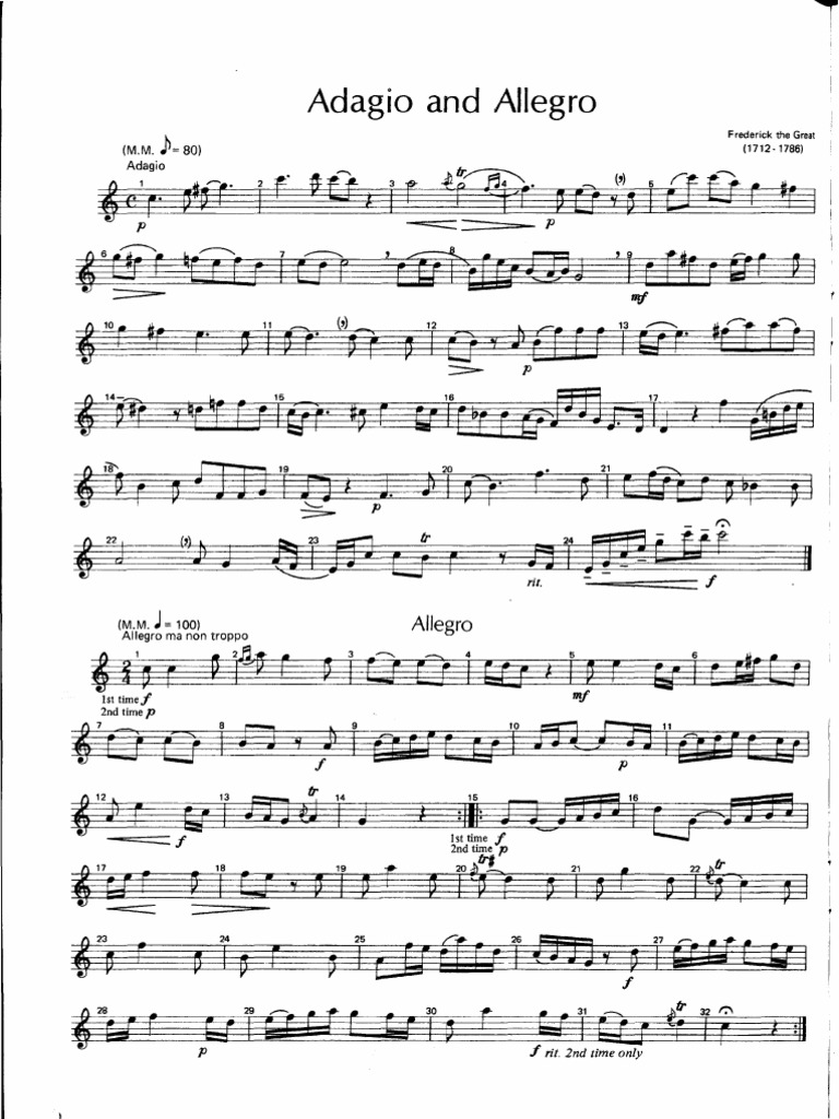 Frederick The Great Adagio and Allegro (Alto Saxophone & Piano) PDF PDF