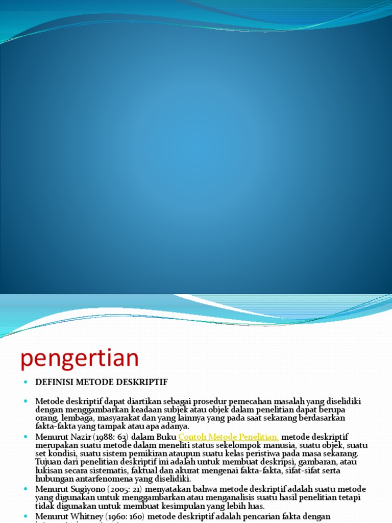 Pengertian Deskriptif