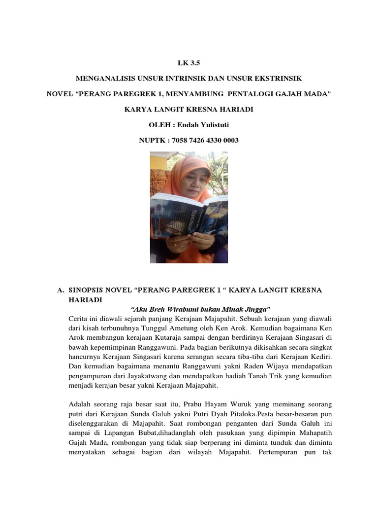 Endah Yuliastuti Menganalisis Unsur Instrinsik Dan Ekstrinsik Novel