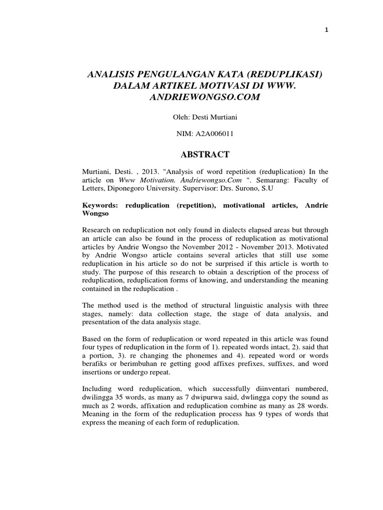 Jurnal Analisis Pengulangan Kata