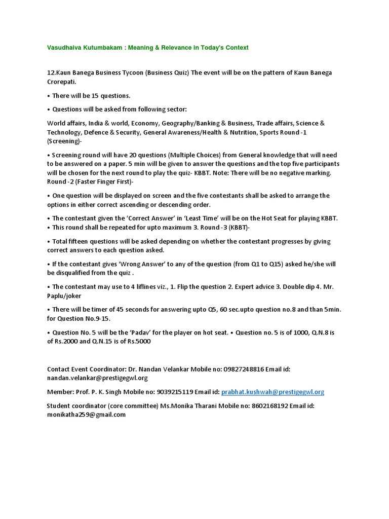 Business Quiz: Kaun Banega Tycoon | PDF